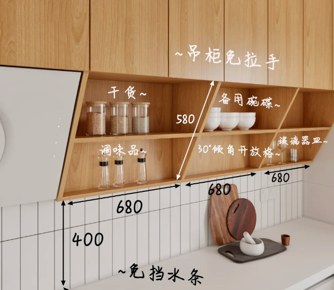 30°倾角开放格厨柜设计！附详细尺寸