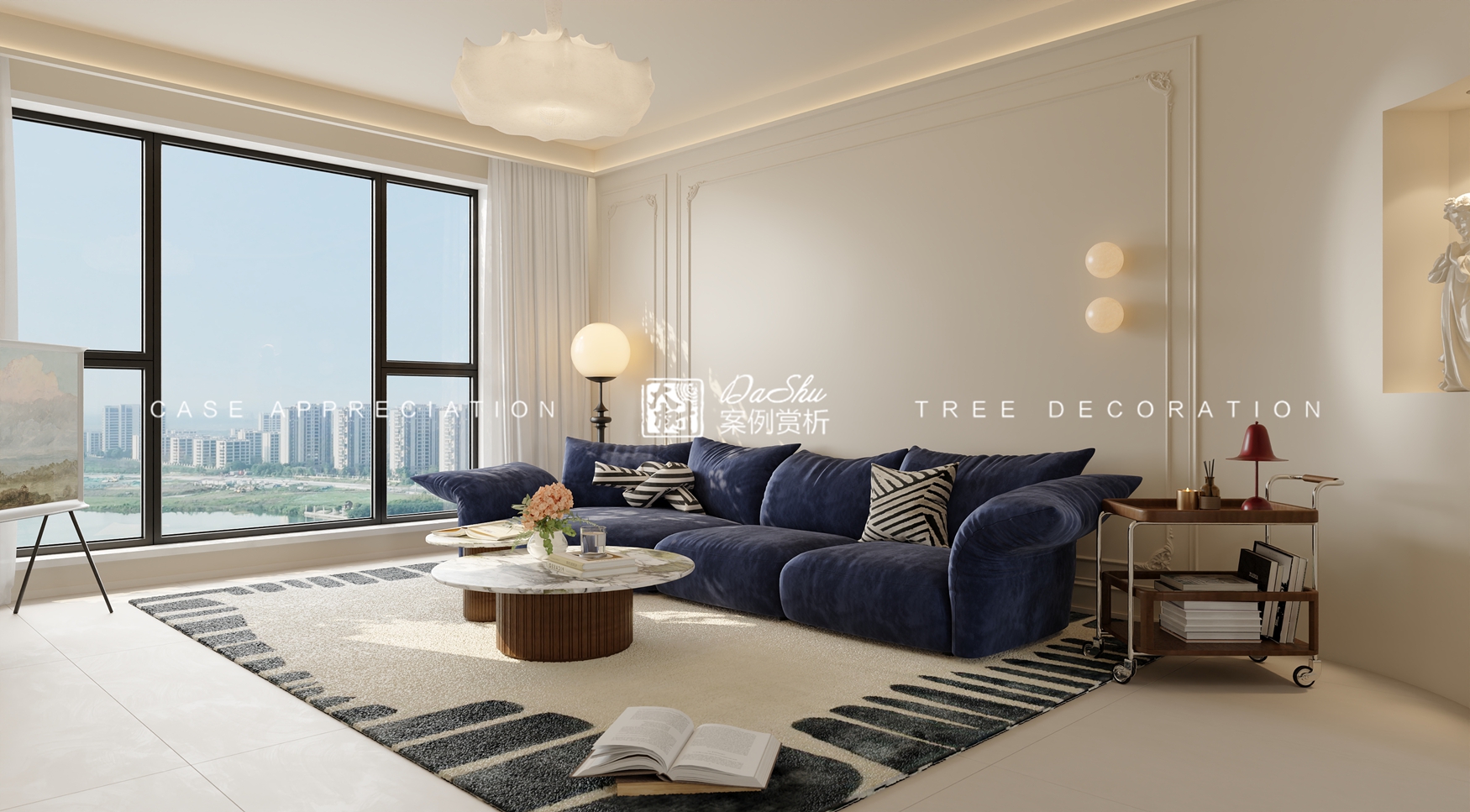 东方庭园70㎡法式风格效果图