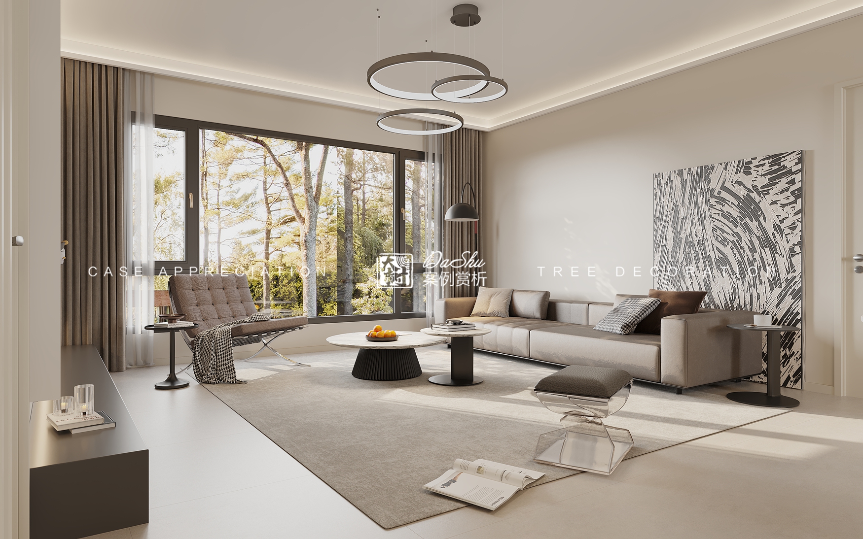 昆仑时代105㎡奶油风效果图