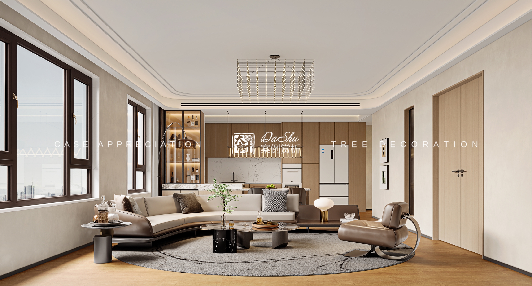 招商天玺100㎡现代风格效果图