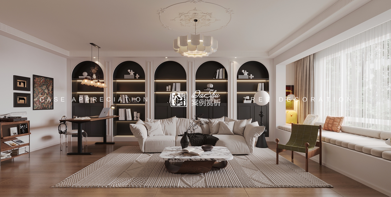 公园丽景100㎡法式风格效果图