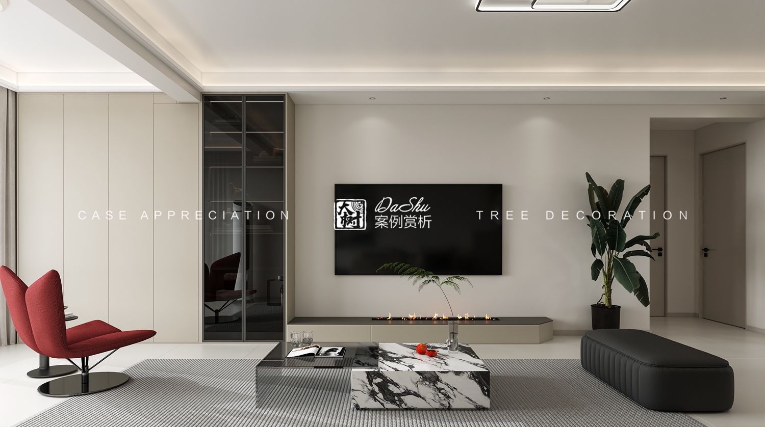 玫瑰湾89㎡现代风格效果图