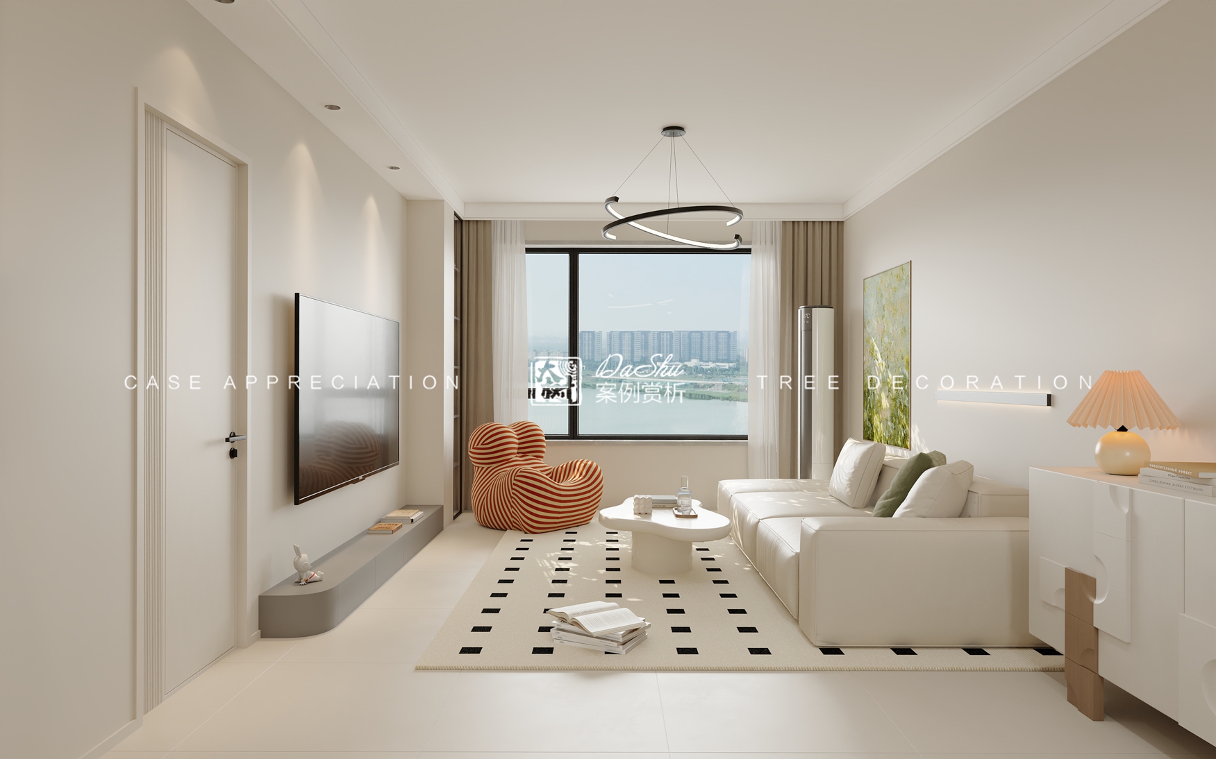 松江春晓95㎡奶油风效果图