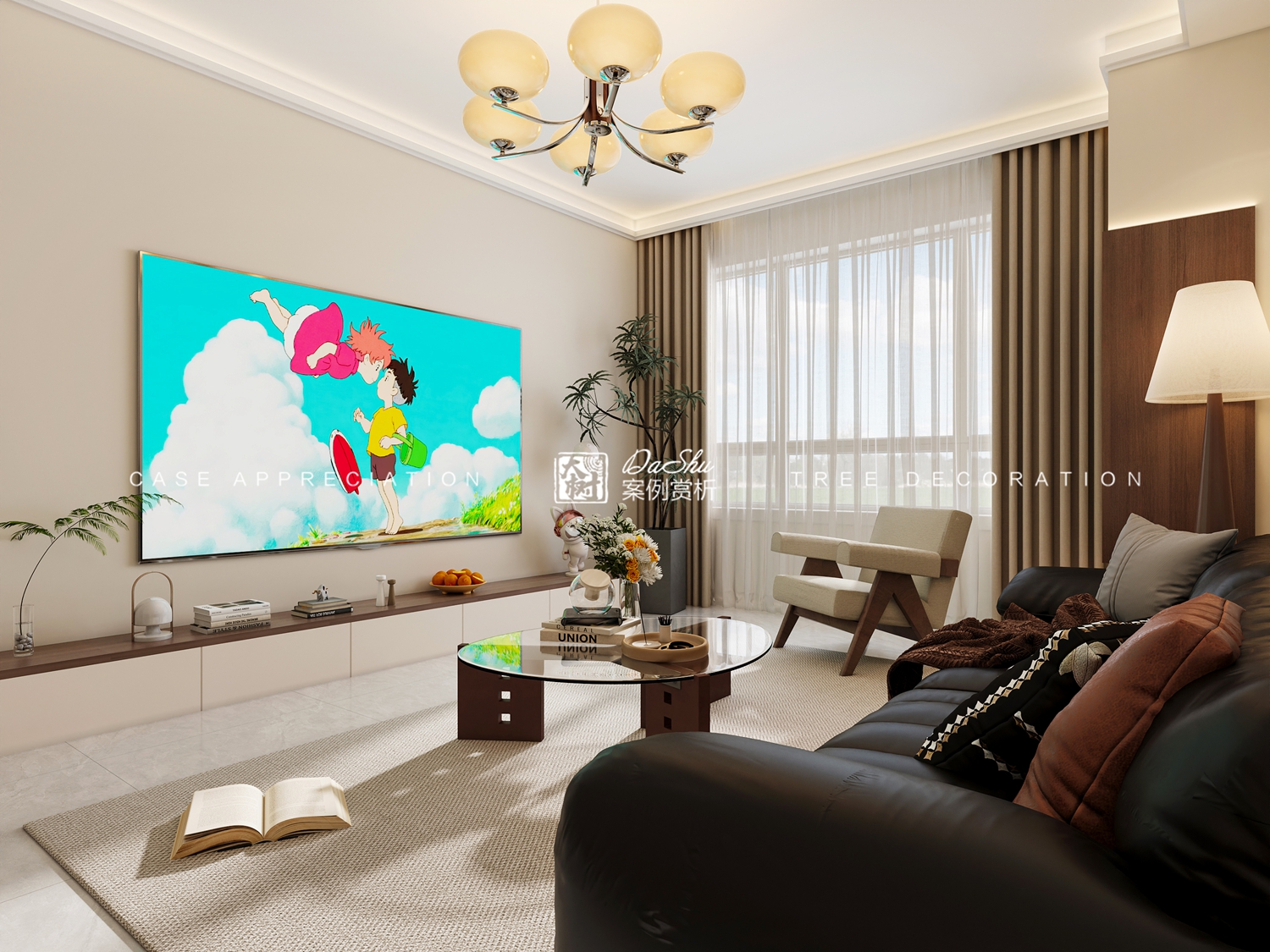 枫叶蔚蓝半岛62㎡中古风效果图