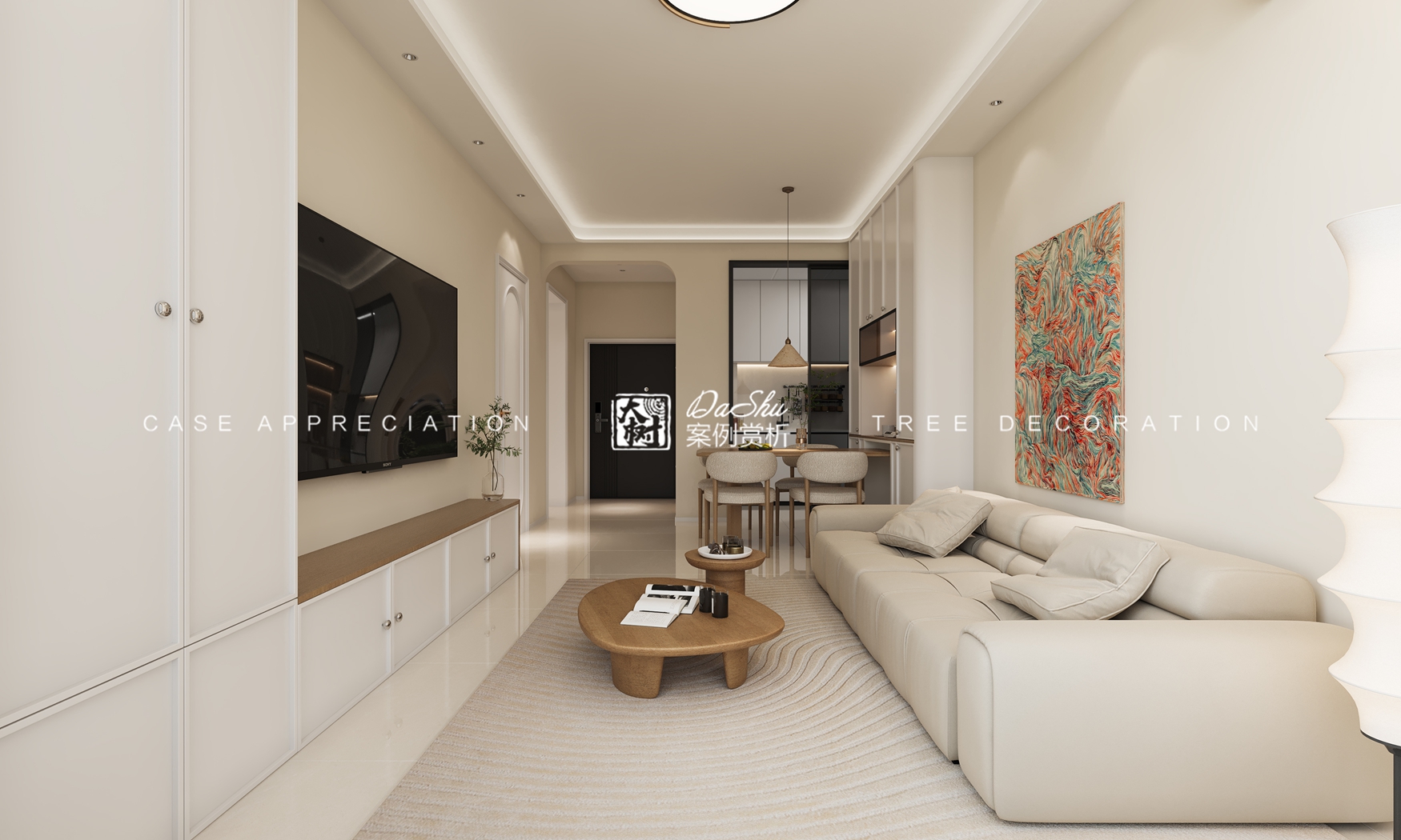 恒盛豪庭50㎡奶油风效果图